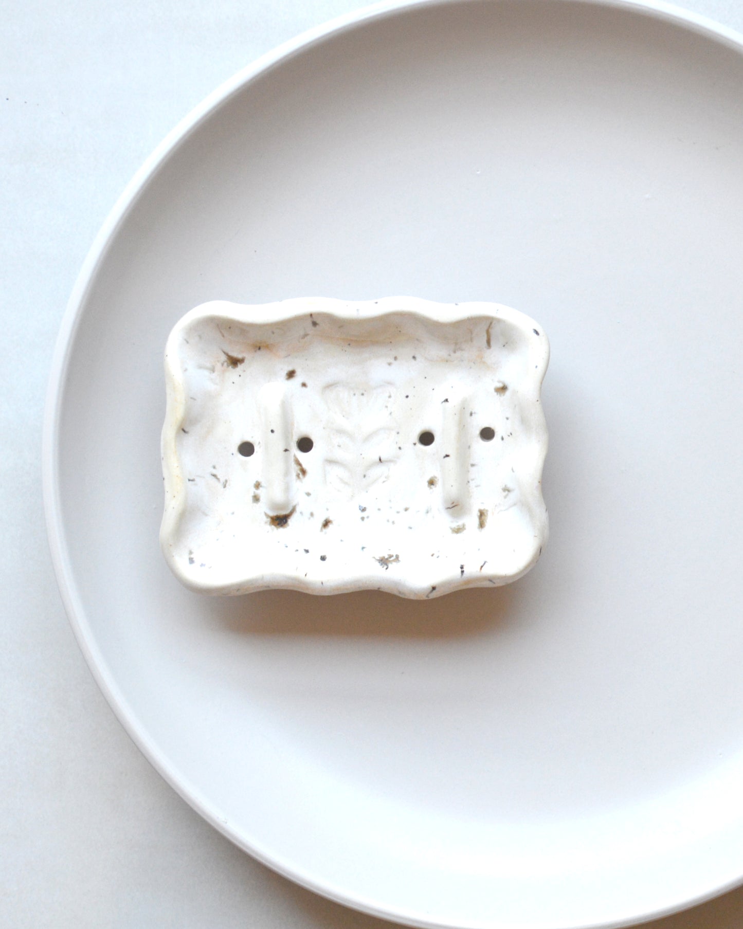 Speckled White Soap Dish by Bronwyn